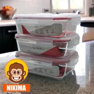 Kit 3 Potes De Vidro Vedação Hermética 1520ml com Tampa