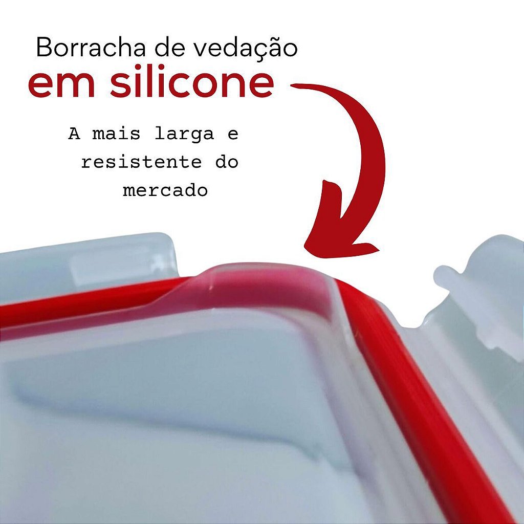 Kit 3 Potes De Vidro Vedação Hermética 1520ml com Tampa - Imagem 6
