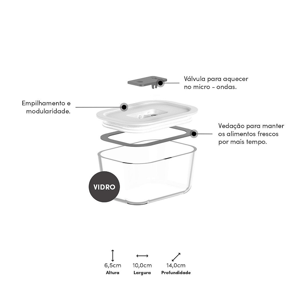 Pote De Vidro Hermético Fresh Lock 370ml Ou - Imagem 2