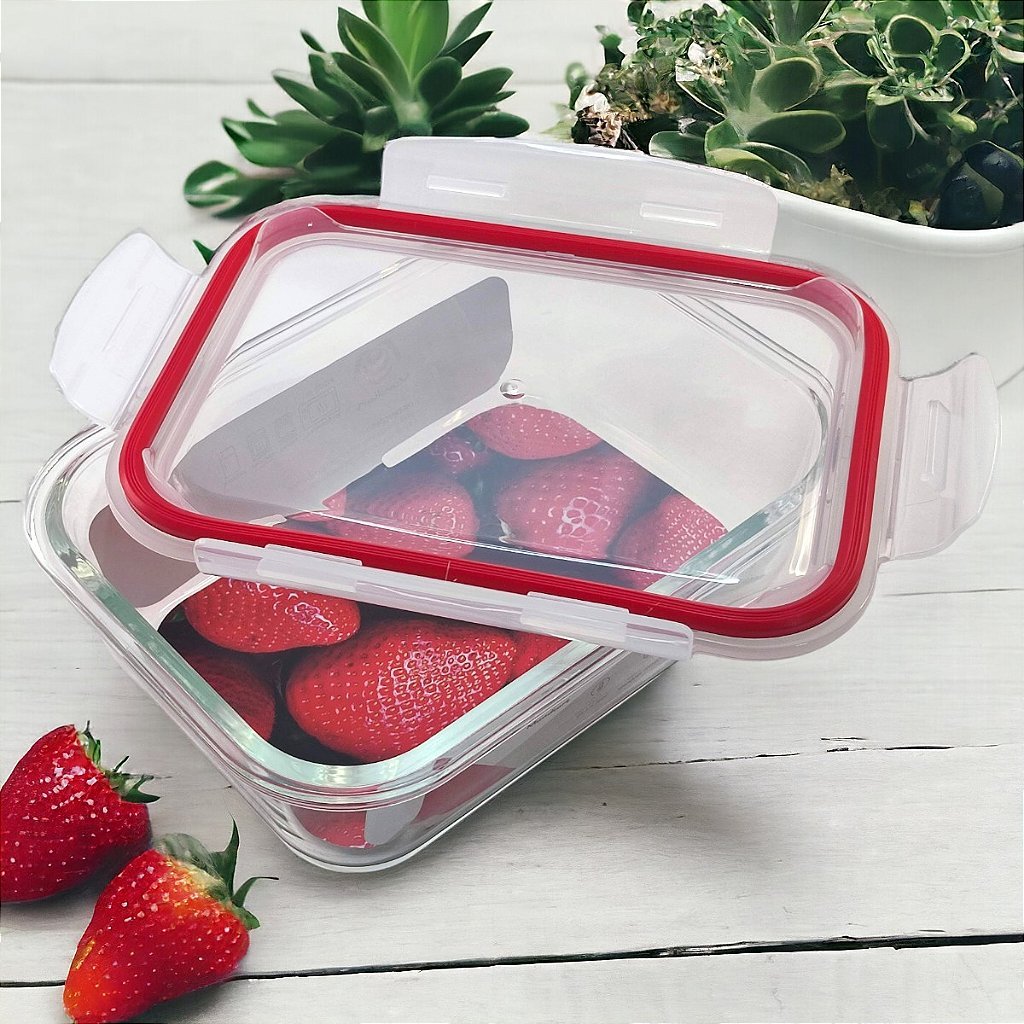 Kit 2 Potes De Vidro Marmita 1000ml Vedação Hermético Fitness Mantimentos - Imagem 8