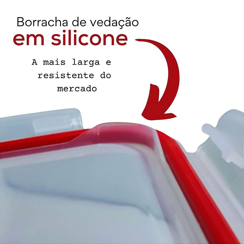 Kit 6 Potes Vidro Hermético Vedação Marmita com Trava 1520ml Mantimentos Cozinha - Imagem 5