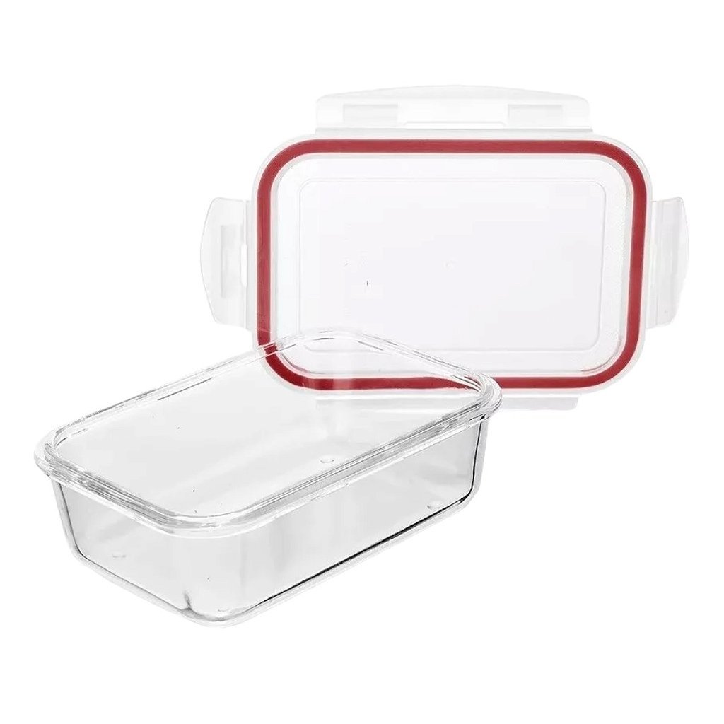 Kit 2 Potes De Vidro Marmita 1000ml Vedação Hermético Fitness Mantimentos - Imagem 4