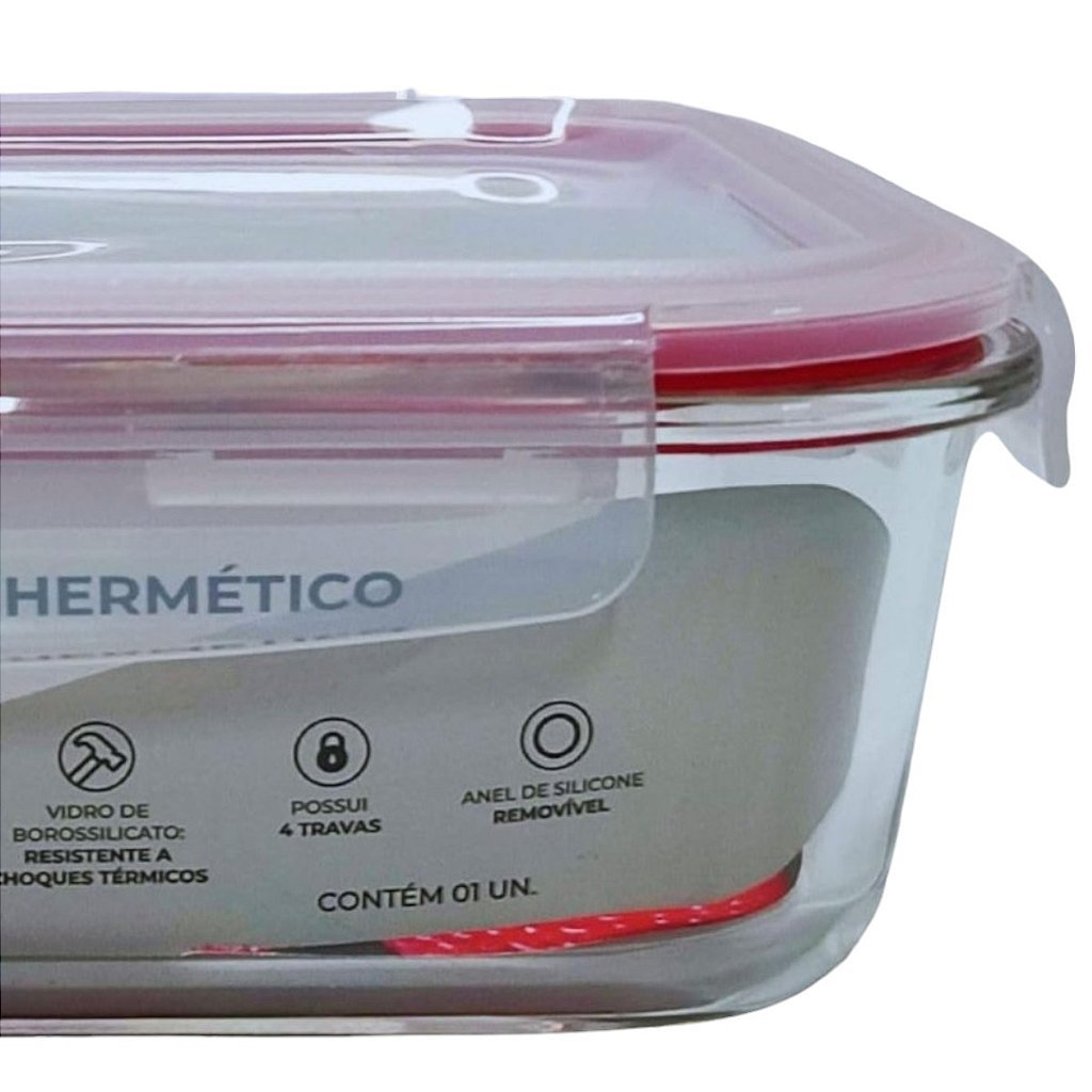 Kit 6 Potes Vidro Hermético Vedação Marmita com Trava 1520ml Mantimentos Cozinha - Imagem 7