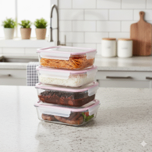 Kit 4 Potes Vidro Hermético 1000ml Marmita c/Trava Vedação Cozinha