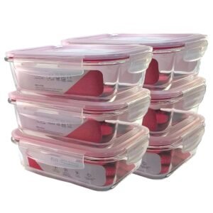 Kit 6 Potes Vidro Hermético Vedação Marmita com Trava 1520ml Mantimentos Cozinha