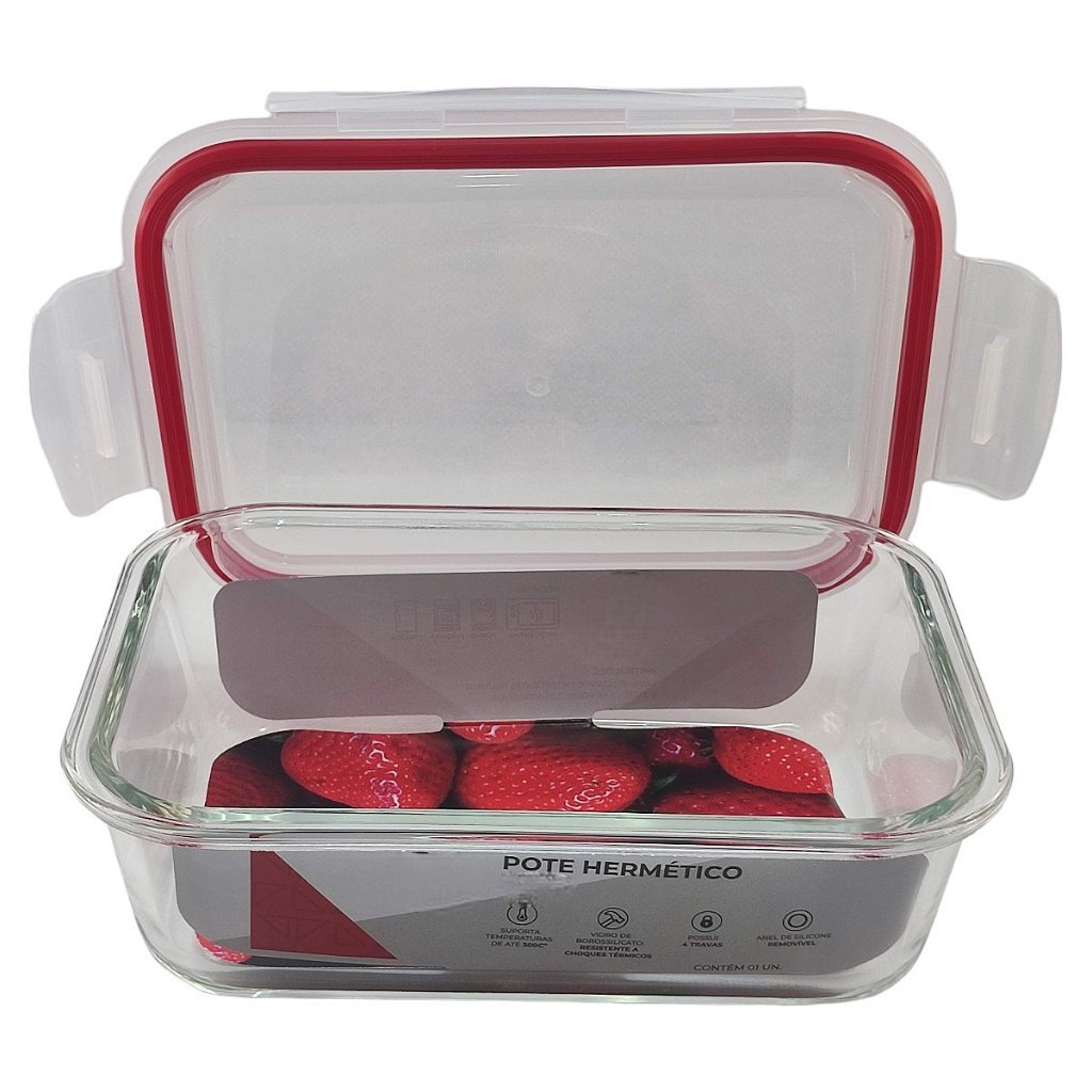 Pote De Vidro Hermético Grande Marmita Tampa Silicone 1500ml - Imagem 8