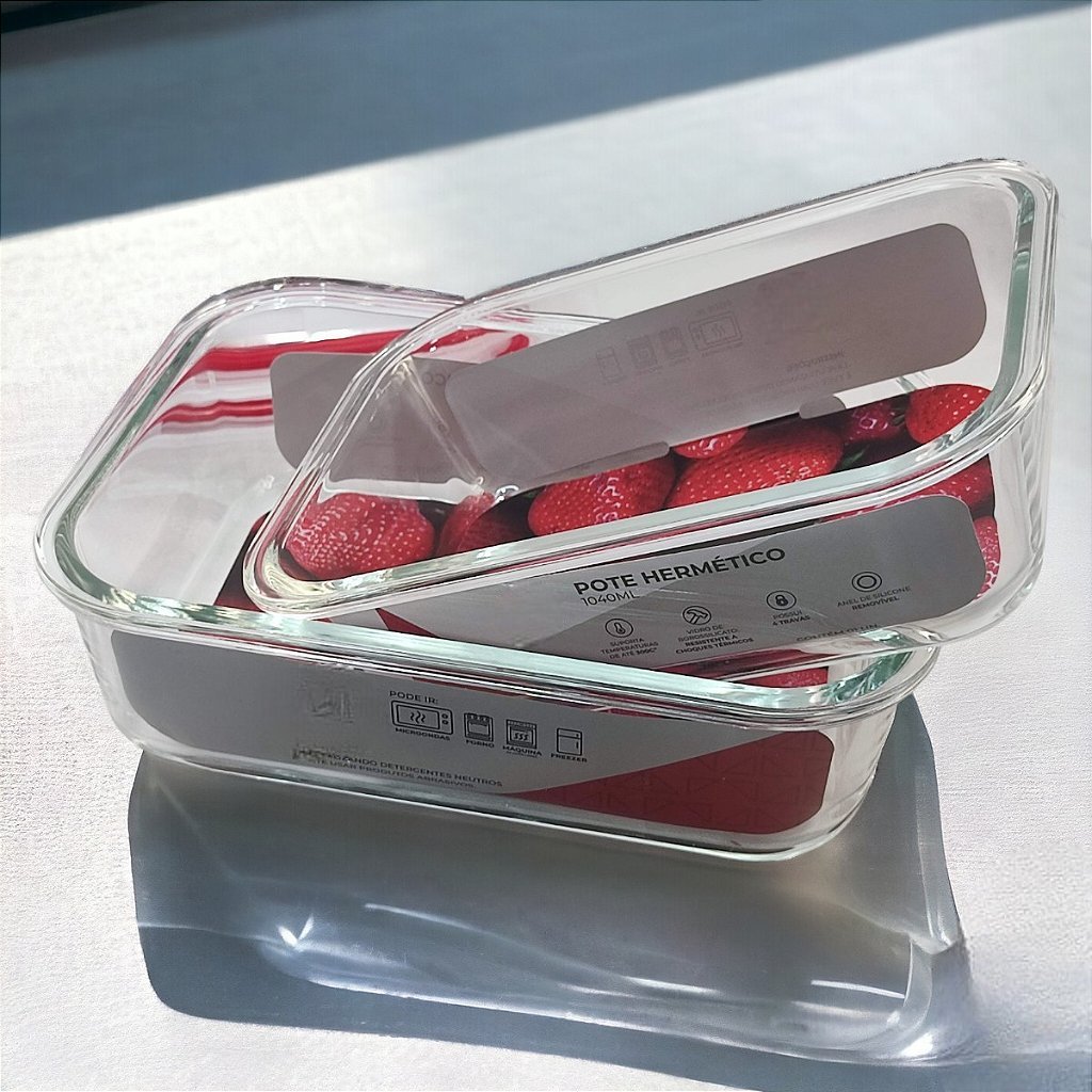 Kit 2 Potes de Vidros Hermético Marmita 1520ml e 1040ml com Tampa Vedação - Imagem 8