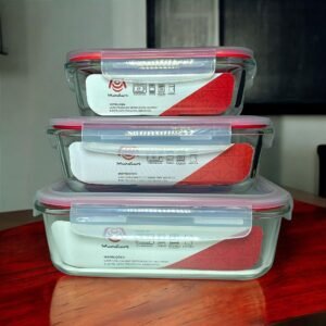 Conjunto Potes Hermeticos Vidro 1520ml 1040ml e 640ml